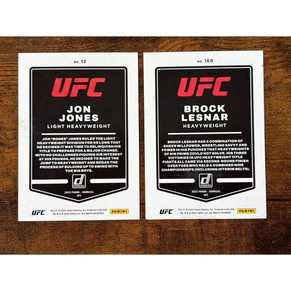 2022 Panini Donruss UFC Jon Jones #12 & Brock Lesnar #160 Trading Card Lot